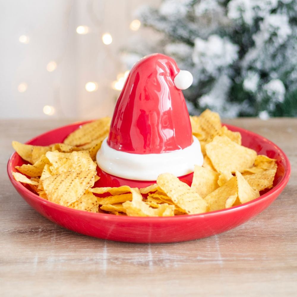 Something Different - Red Santa Hat Chip and Dip Serviertablett - Mehrfarben
